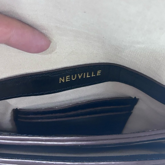 Neuville Black Croc Embossed Leather Crossbody Bag Adjustable Strap - Picture 12 of 15